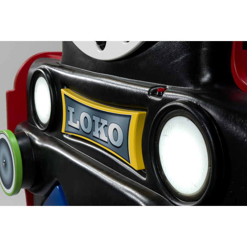 PLASTIKO gulta ar matraci 190x90cm Lokomotive sarkans