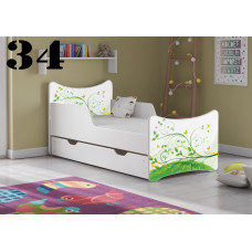 PLASTIKO gulta ar atvilktni un matraci 140x70cm SMB Small colour 34