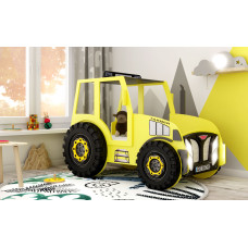 PLASTIKO gulta ar matraci 180x90cm TRACTOR dzeltens
