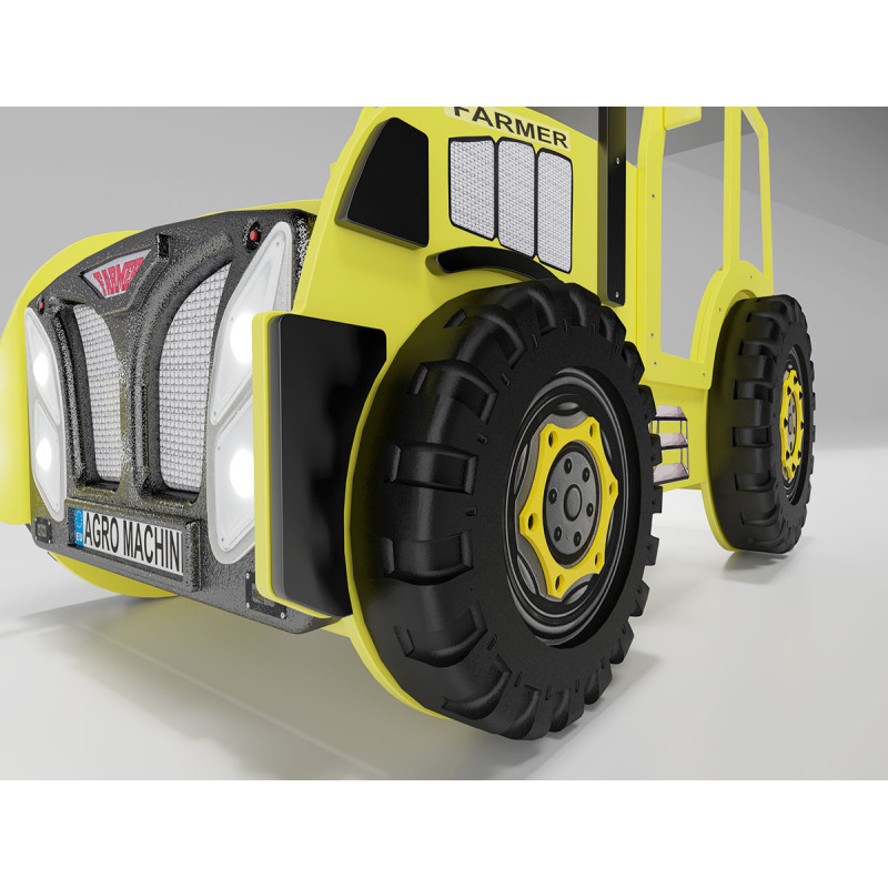 PLASTIKO gulta ar matraci 180x90cm TRACTOR dzeltens
