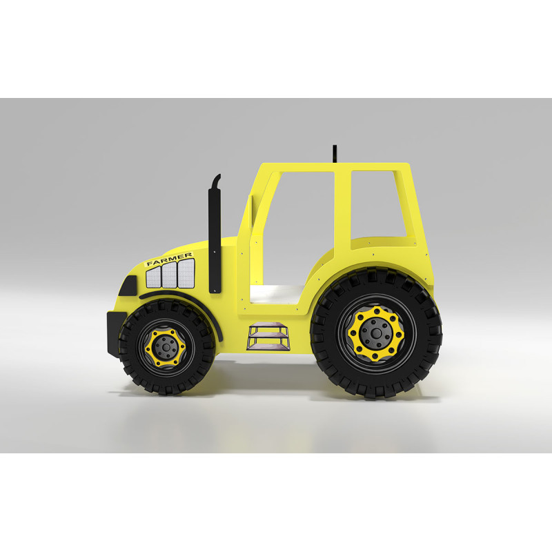 PLASTIKO gulta ar matraci 180x90cm TRACTOR dzeltens