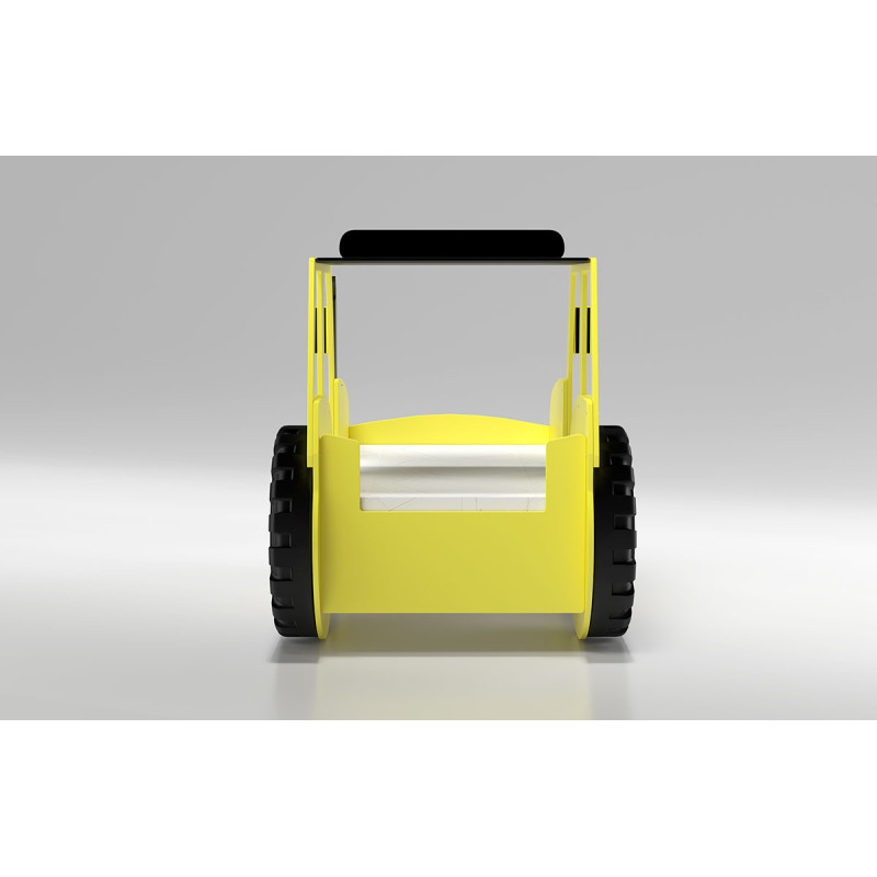 PLASTIKO gulta ar matraci 180x90cm TRACTOR dzeltens
