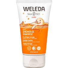 Weleda lasten suihkugeeli ja shampoo, mehukas appelsiini, 150 ml.