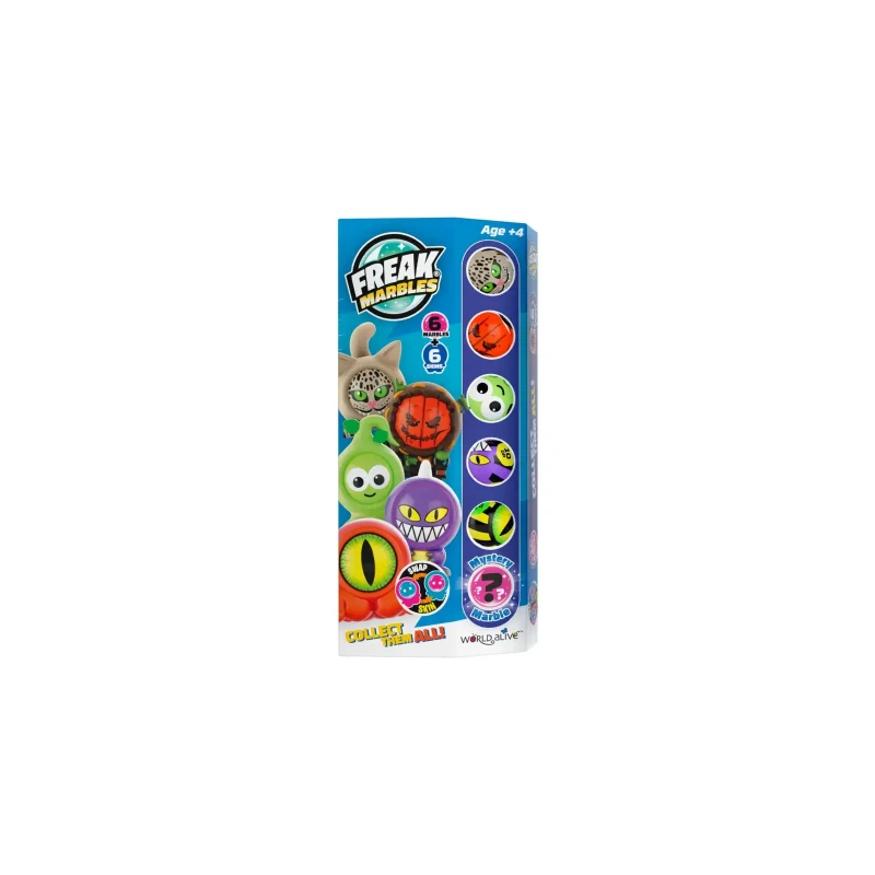 Freak Marbles® Setti 6 Marmoria & Nahkat Totem Box UNIT:ssa